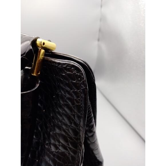 Retta Wolff Vintage Croc Embossed Leather Bag-Made in Italy Dark Brown Dust Bag - Picture 10 of 16